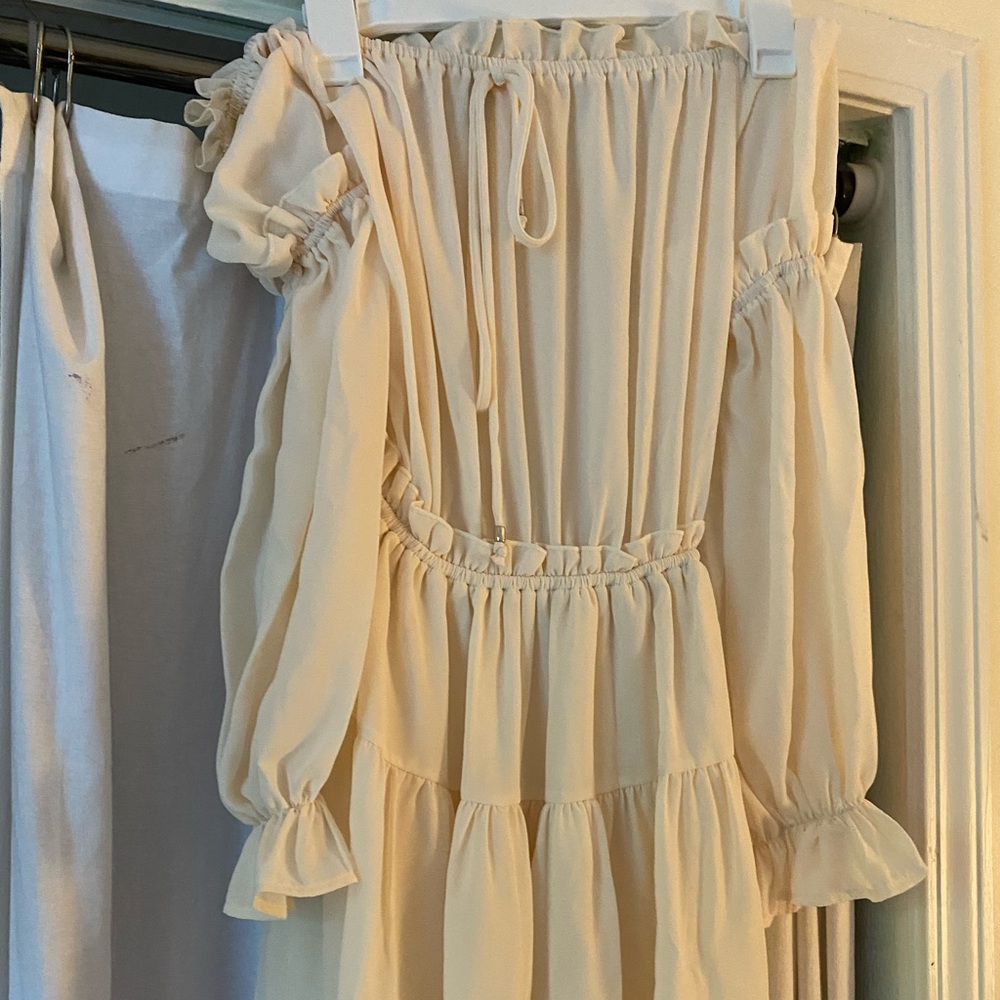 Beige ruffle dress